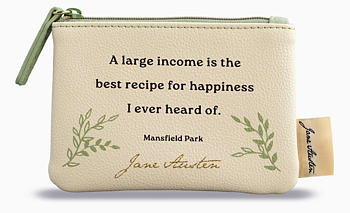 Pulteney Press : Jane Austen "A large income is the best recipe for happiness I ever heard of"   - Börs i vegan leather med dragkedja