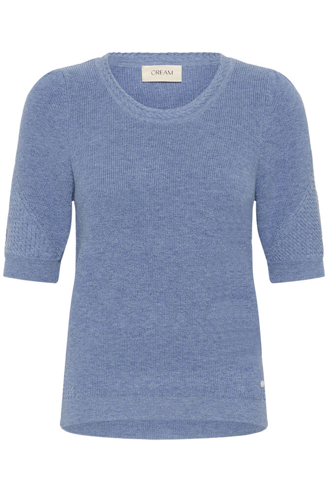 Cream Dela SS Knit Blouse Stonewash Melange