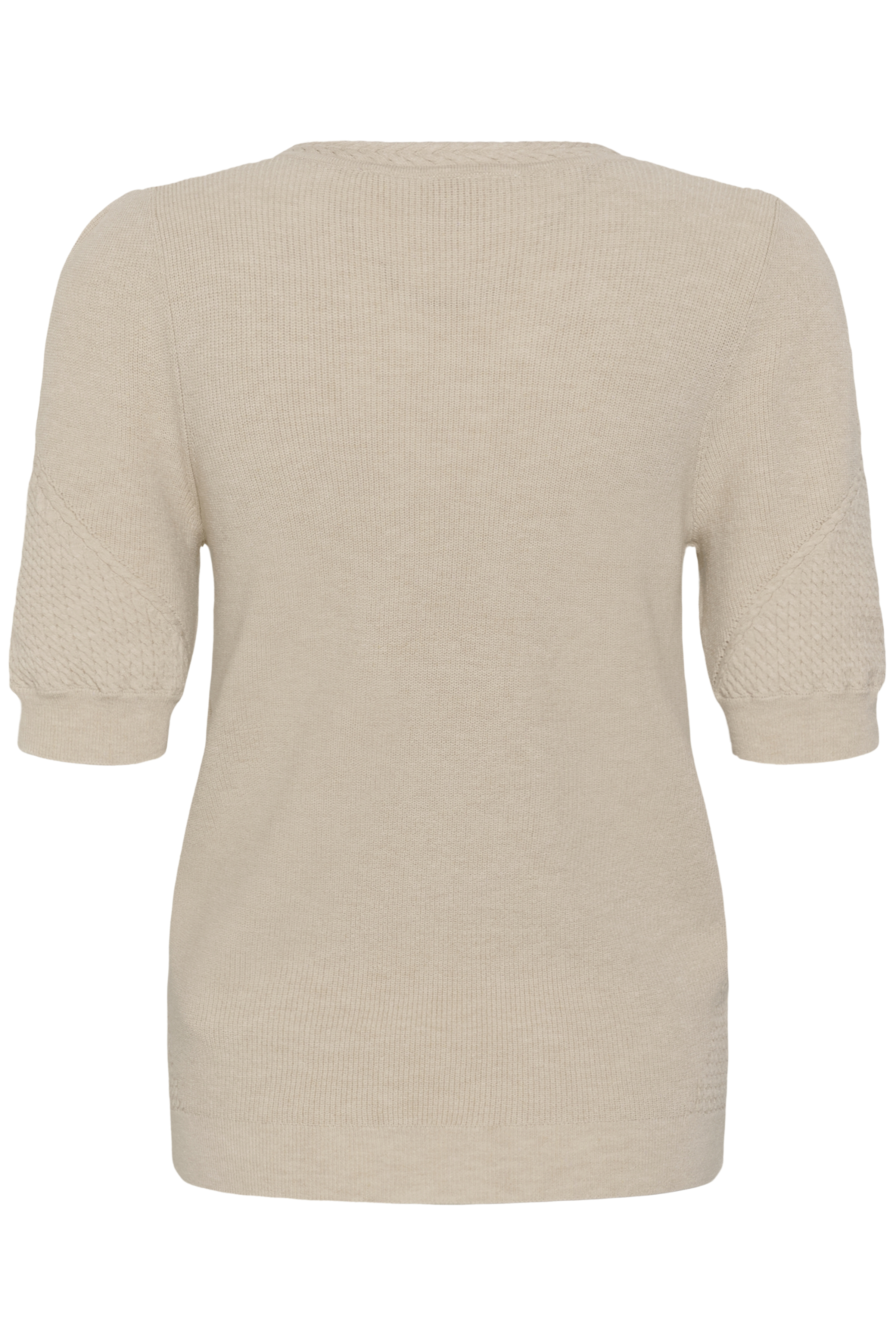 Cream Dela SS Knit Blouse Oat Melange - 2