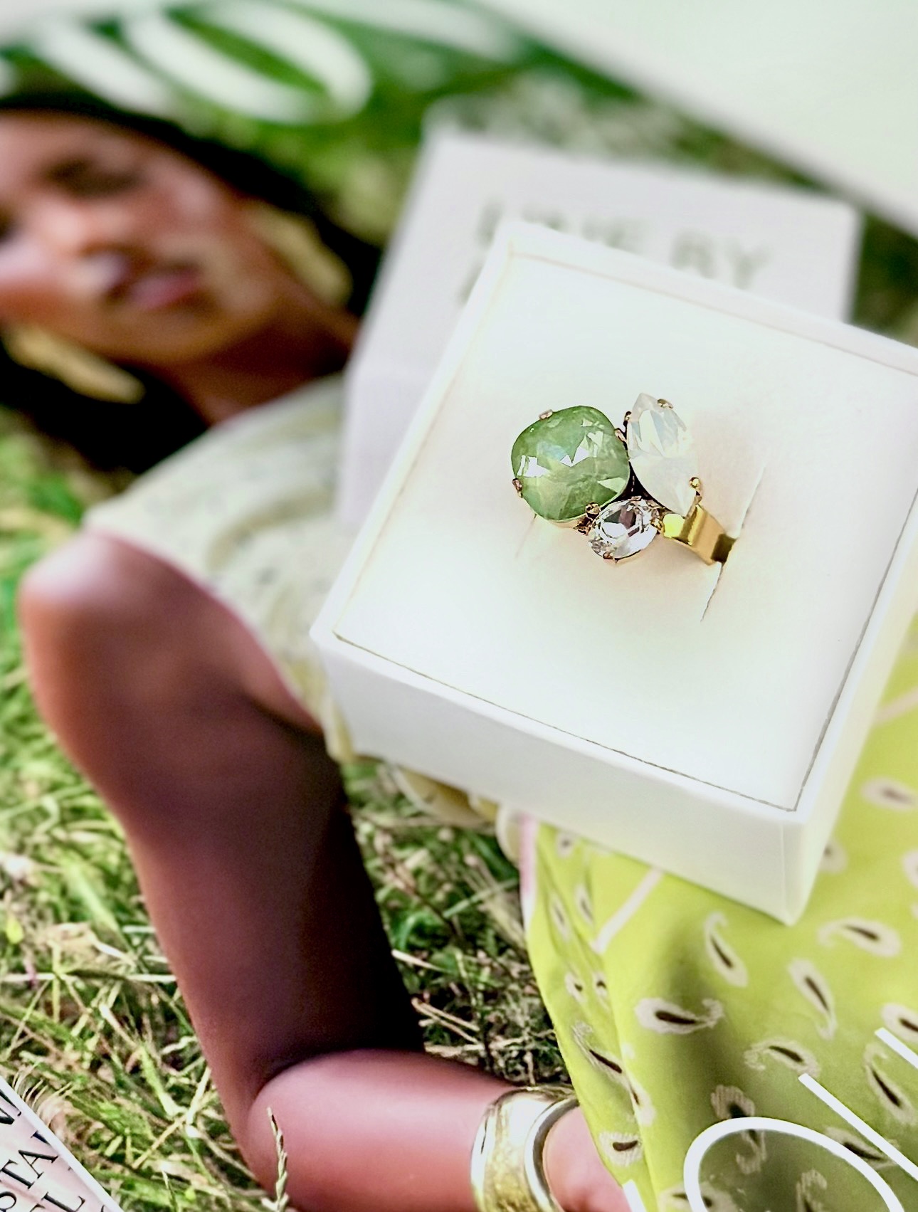 Ring Cruz Paradise Green Lux combo Gold