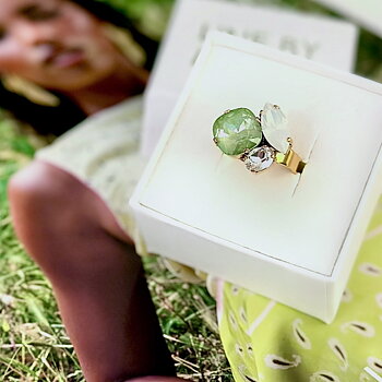 Ring Cruz Paradise Green Lux combo Gold