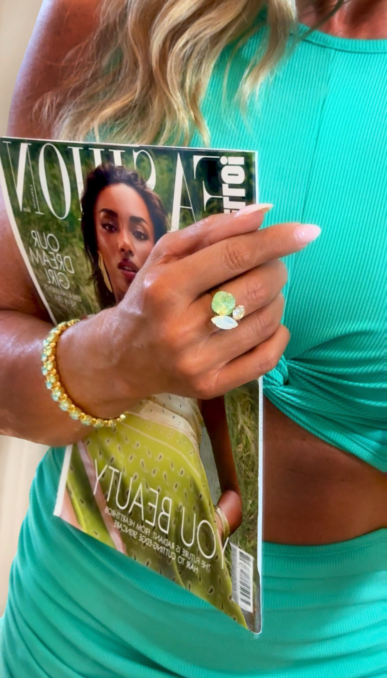 Ring Cruz Paradise Green Lux combo Gold - 3