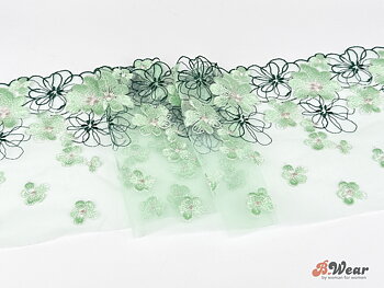 Pistage green non-stretch beautiful lace - 19 cm