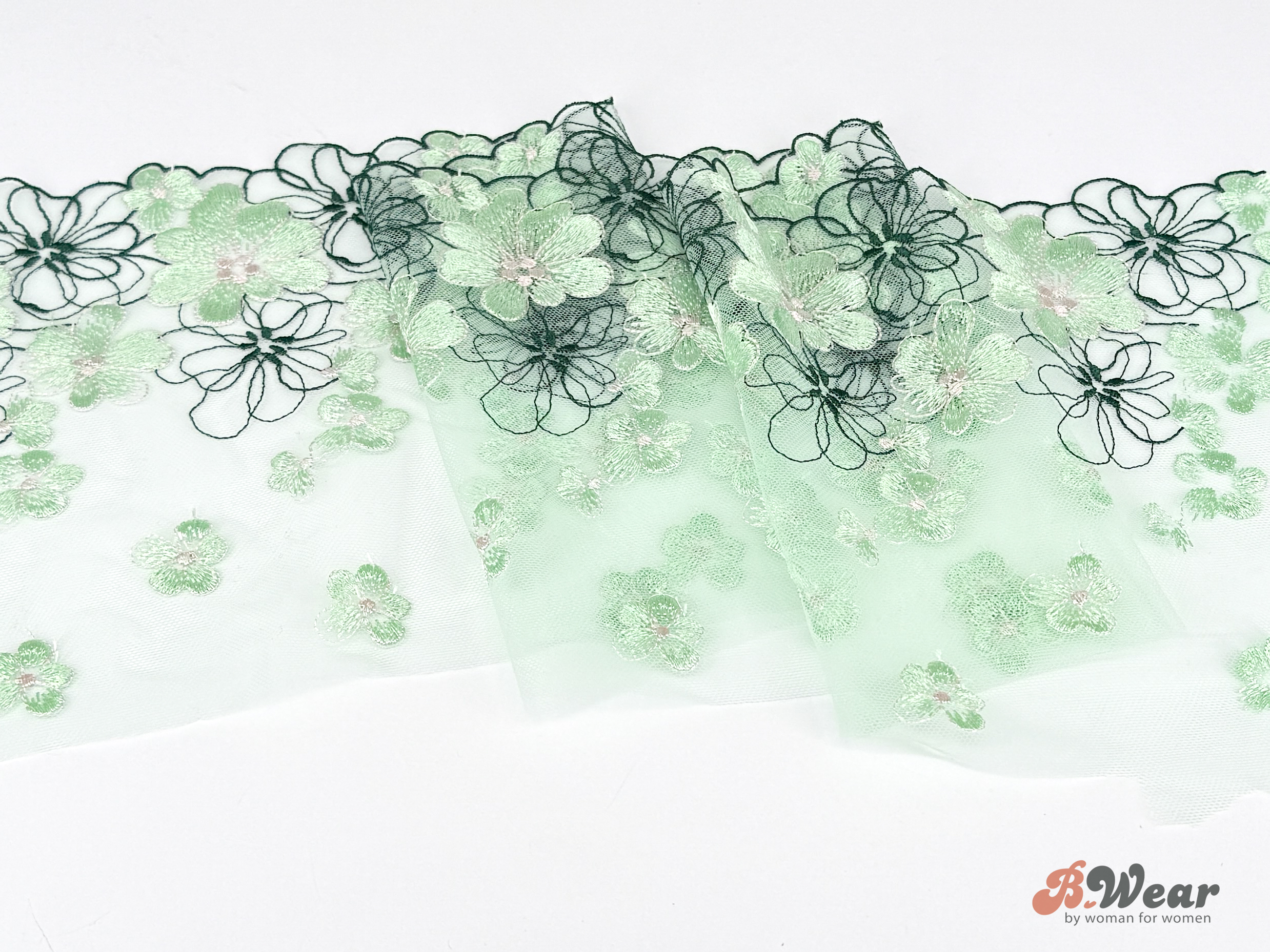 Pistage green non-stretch beautiful lace - 19 cm - 3