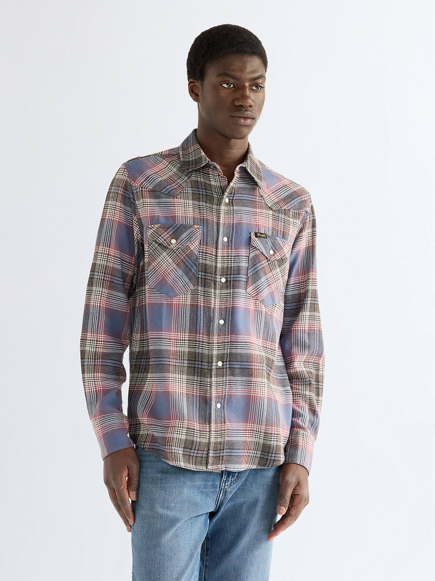 wrangler western shirt soft brown