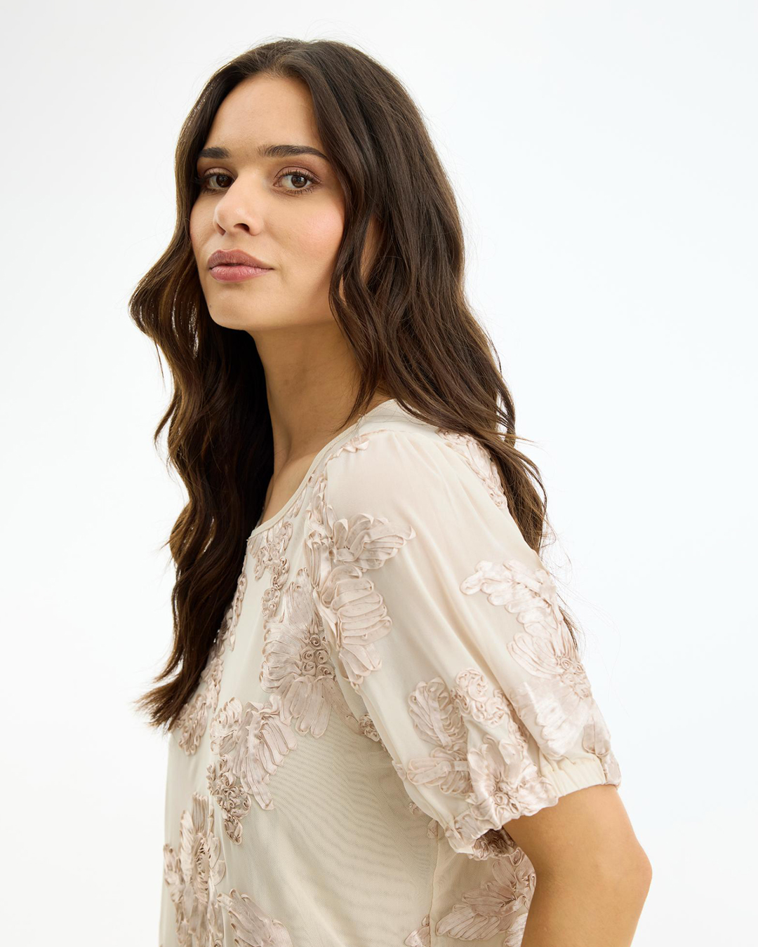Blus Cadeau blommig champagne-beige - 3