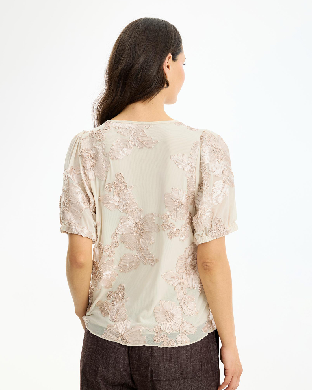 Blus Cadeau blommig champagne-beige - 2