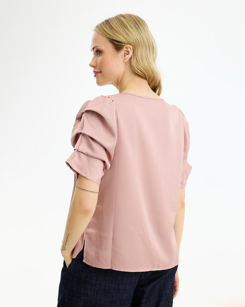 Blus Alexandra sydd puffärm gammelrosa