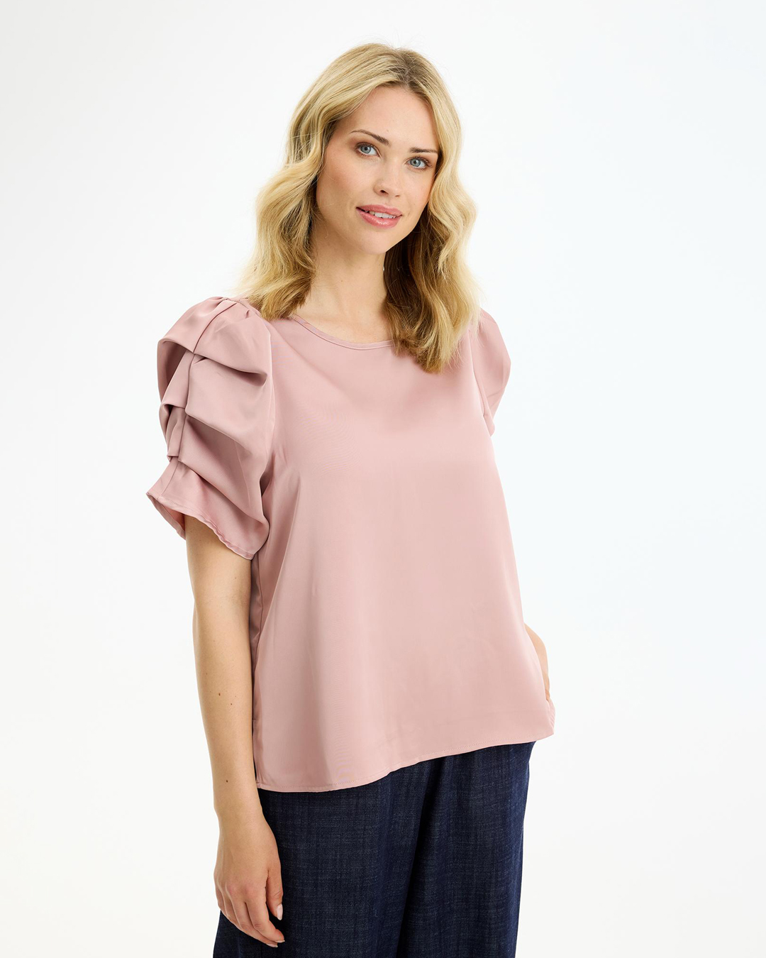 Blus Alexandra sydd puffärm gammelrosa