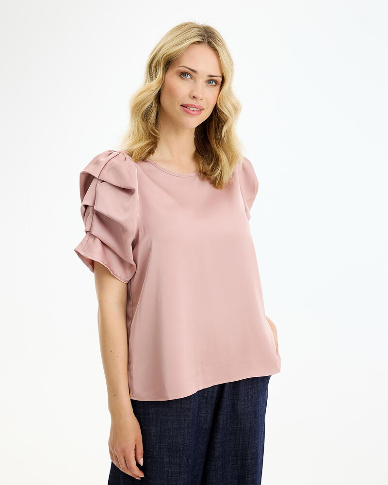 Blus Alexandra sydd puffärm gammelrosa