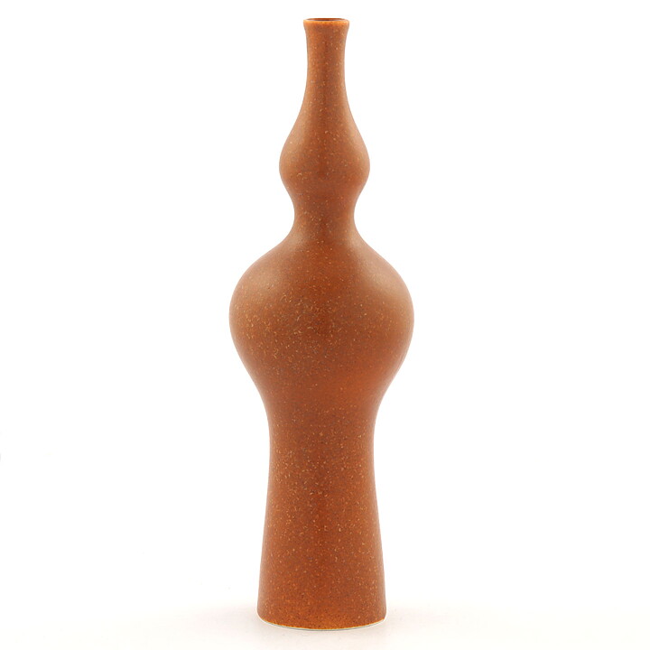 Annikki Hovisaari (Arabia 1960s) Brown Segmented Vase 20 cm