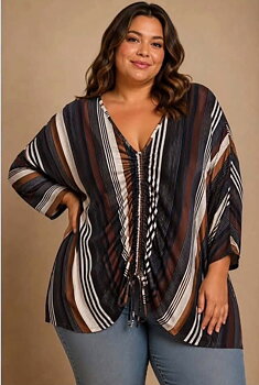 Tunika med drapering, randig 