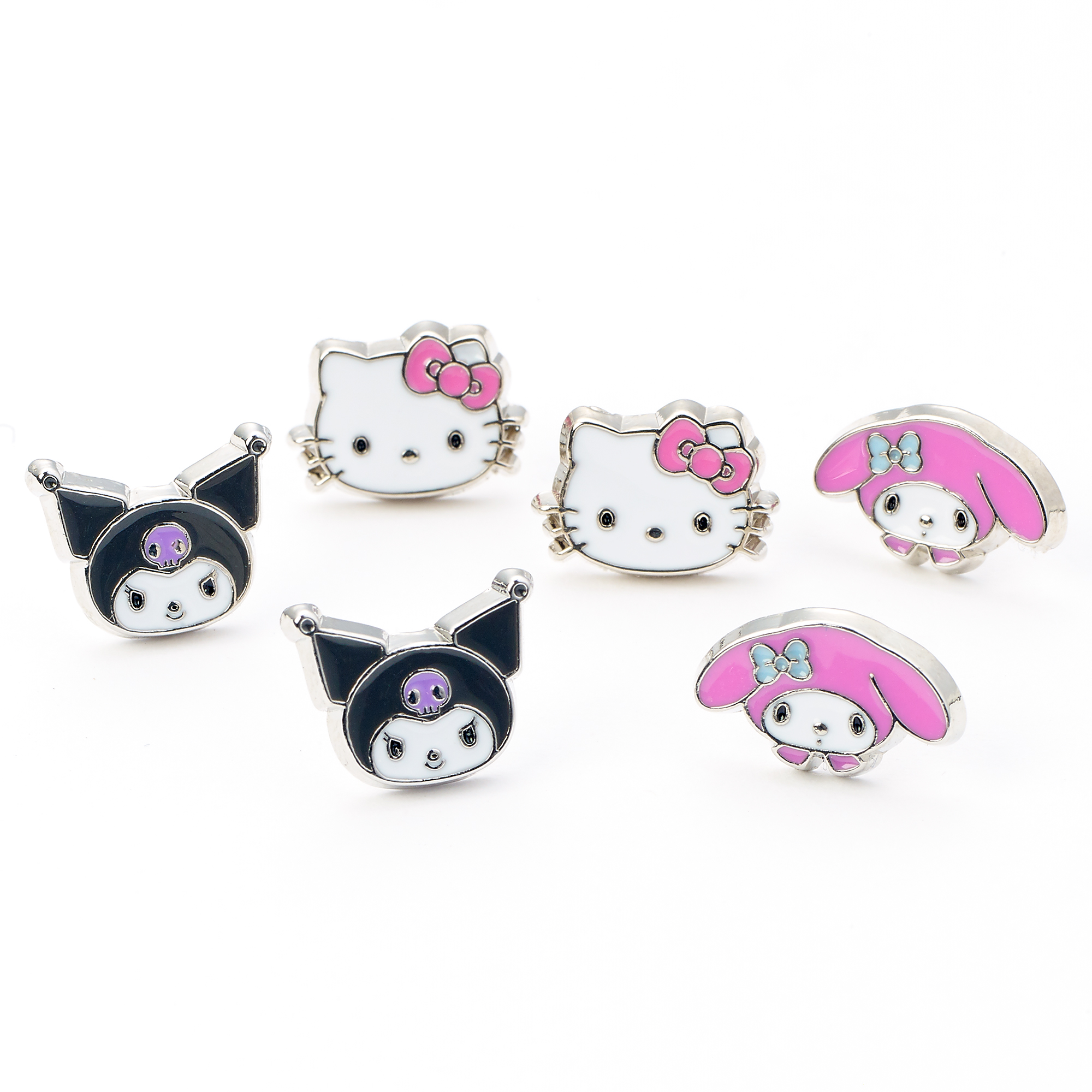 Hello Kitty, Kuromi och My Melody Örhängen - Set med 3 Par Stiftörhängen