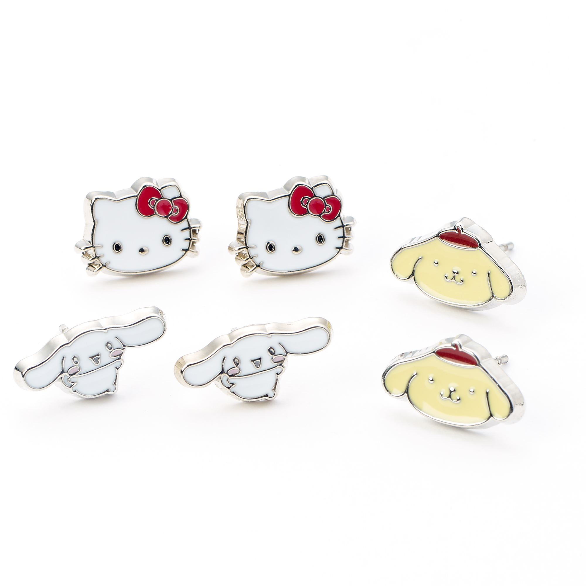 Hello Kitty, Cinnamoroll och Pompompurin Örhängen - Set med 3 Par Stiftörhängen