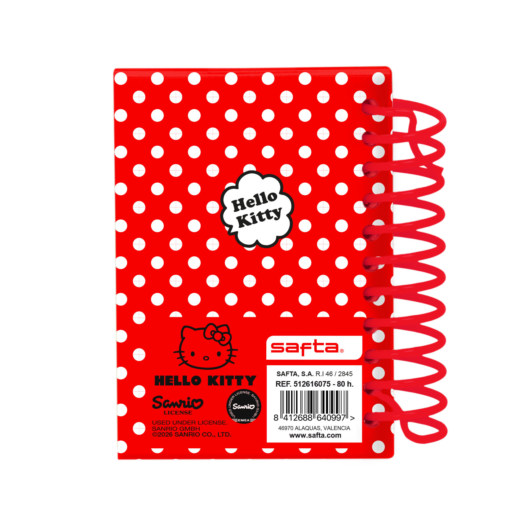 Hello Kitty Inbunden Anteckningsbok A7 Röd & Vit - 2