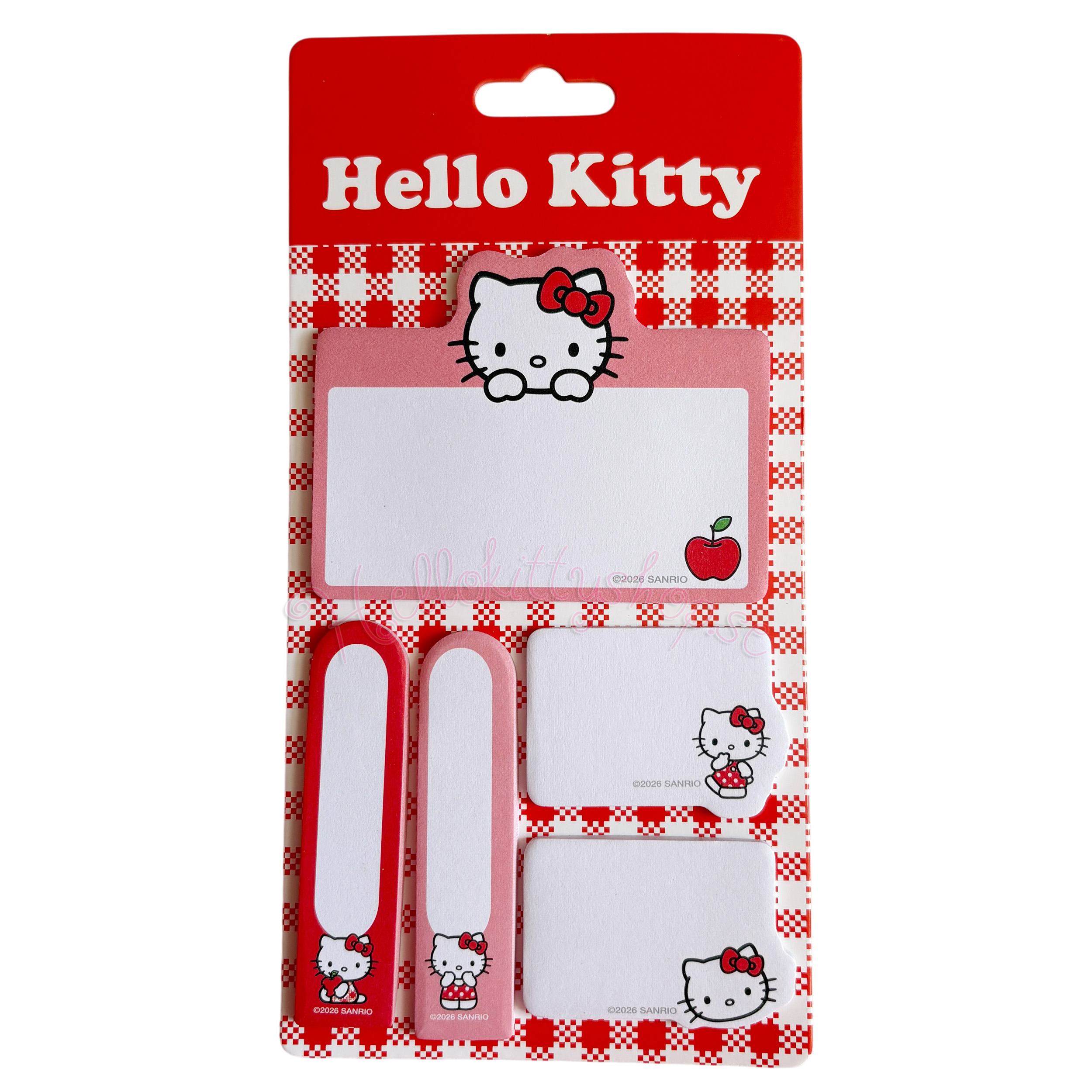 Hello Kitty Post-it-lappar i 5 olika design med 25 st ark i varje – Röd, Vit & Rosa - Sanrio Kawaii