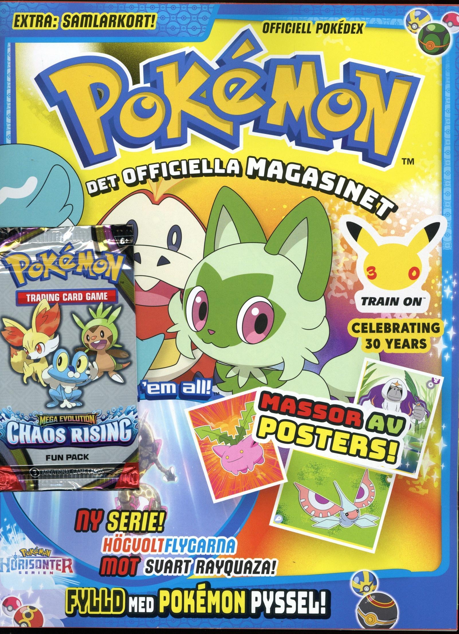 Pokemon magasin nr 5 2026, Massor av Posters! Fun pack med Mega evolution Chaos Rising 