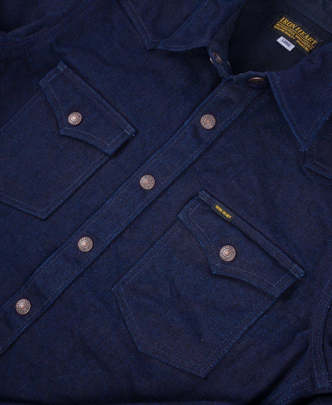 Iron Heart - IHSH-409-IB 19oz Selvedge Denim CPO Shirt Indigo/Black - 4