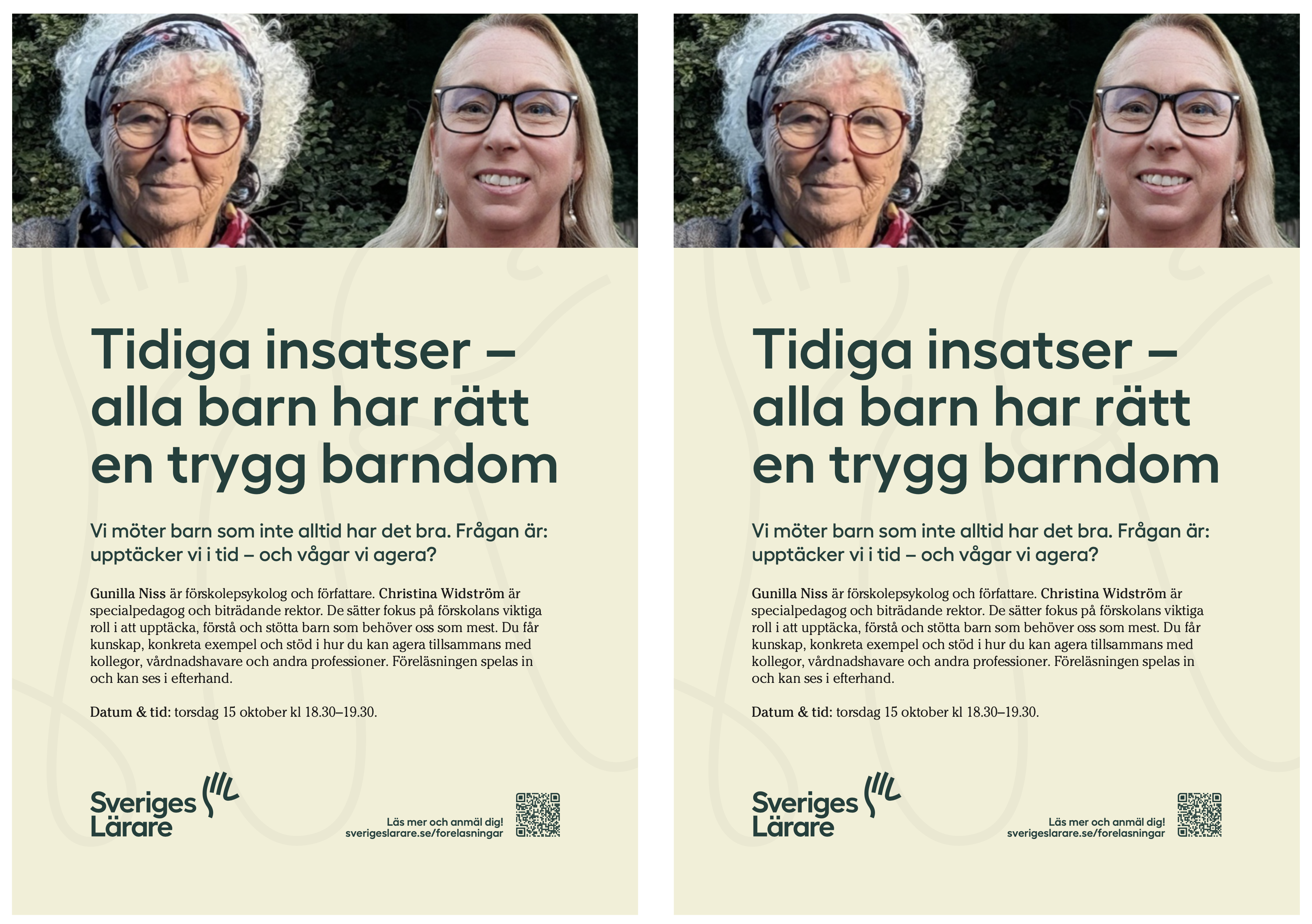 Flyer – Gunilla Niss & Christina Widström – 15 oktober