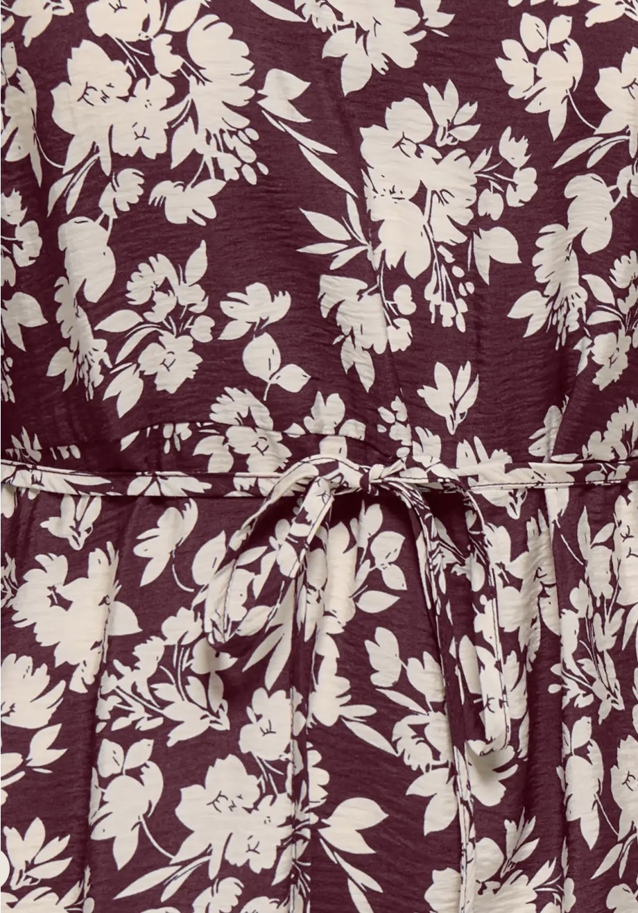 Only Miriam Stryla L/S  Short Belt Dress WVN Fig/Sunset flo - 3