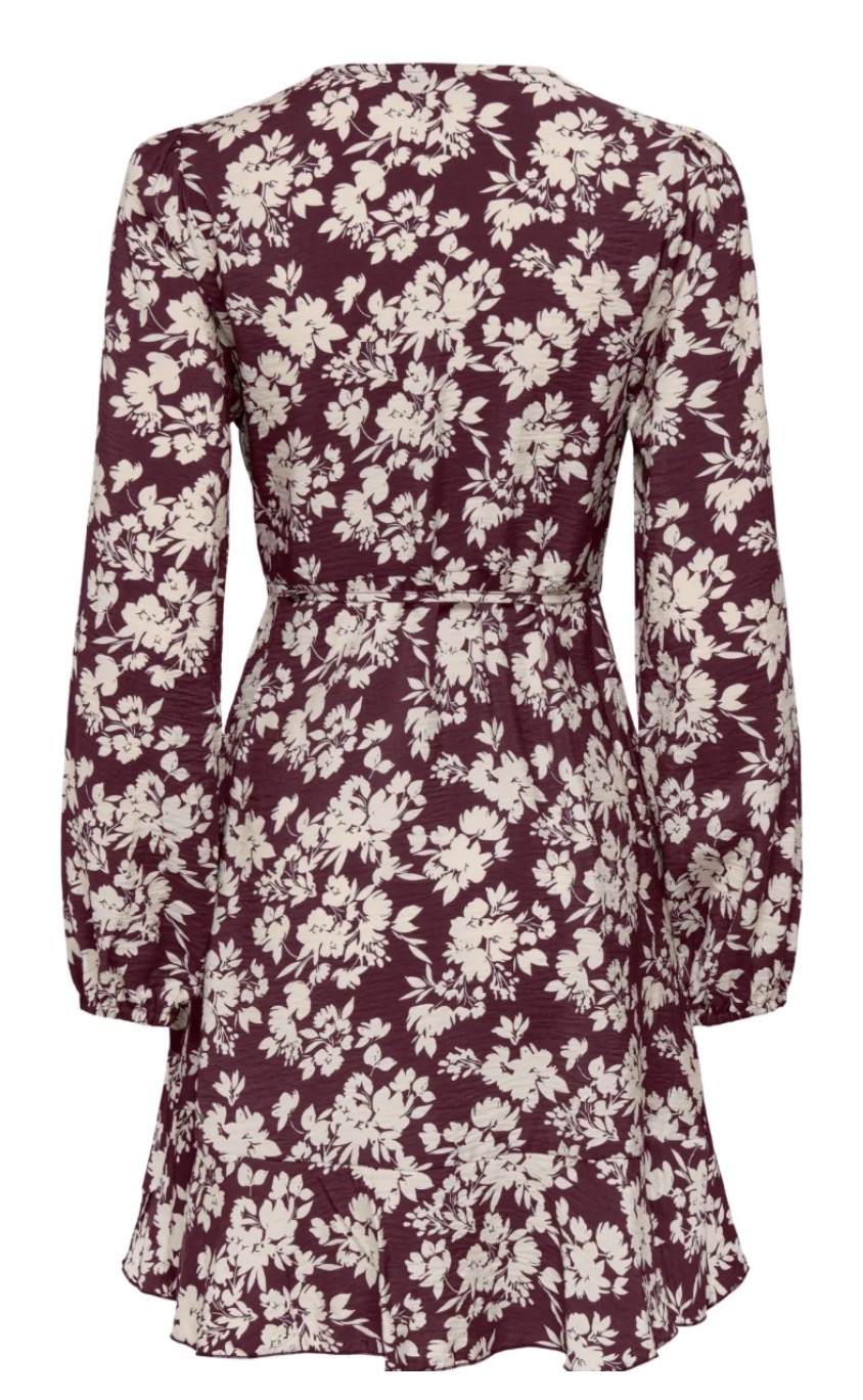 Only Miriam Stryla L/S  Short Belt Dress WVN Fig/Sunset flo - 2
