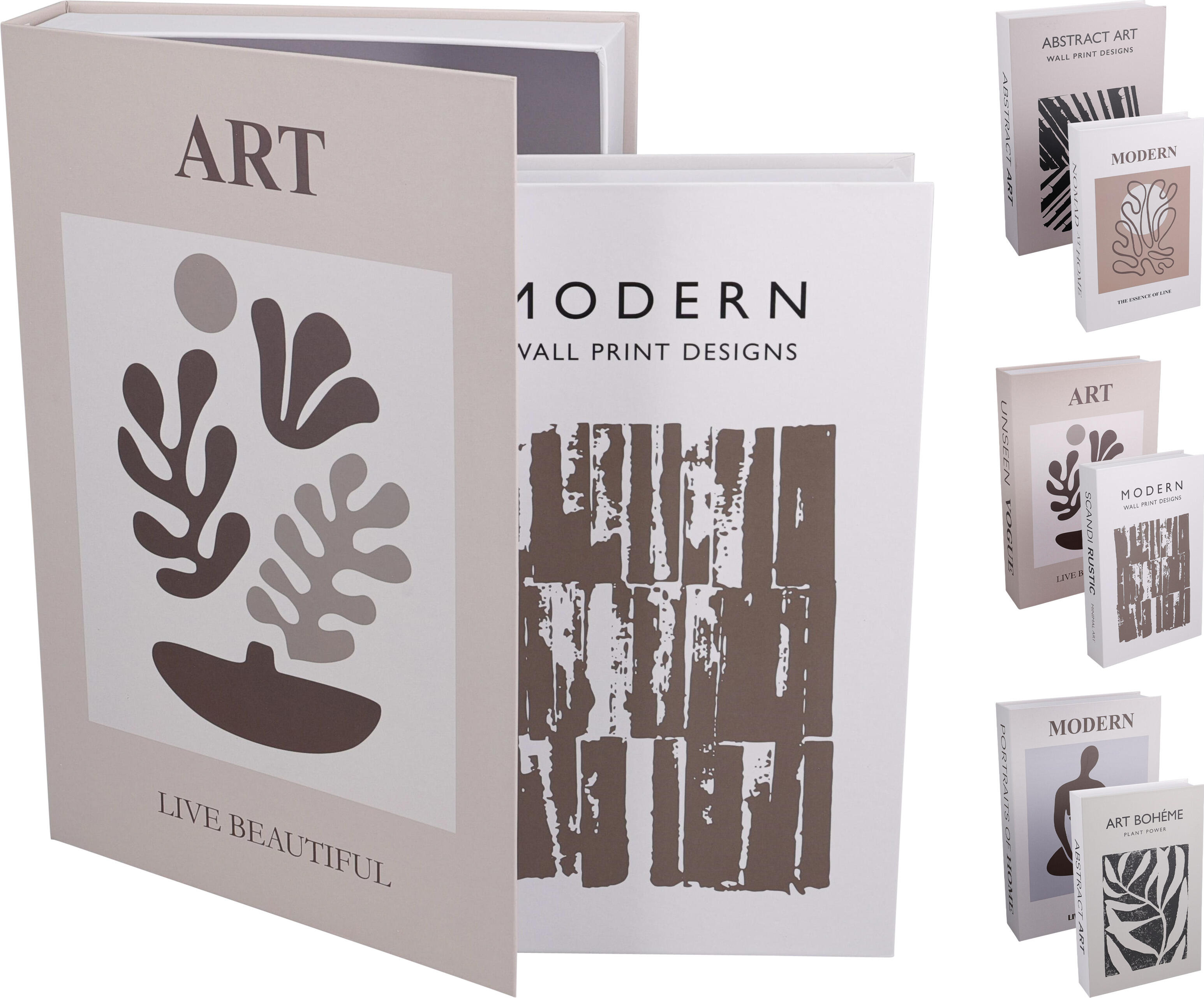 Stor förvaringsbox - bokdesign brun