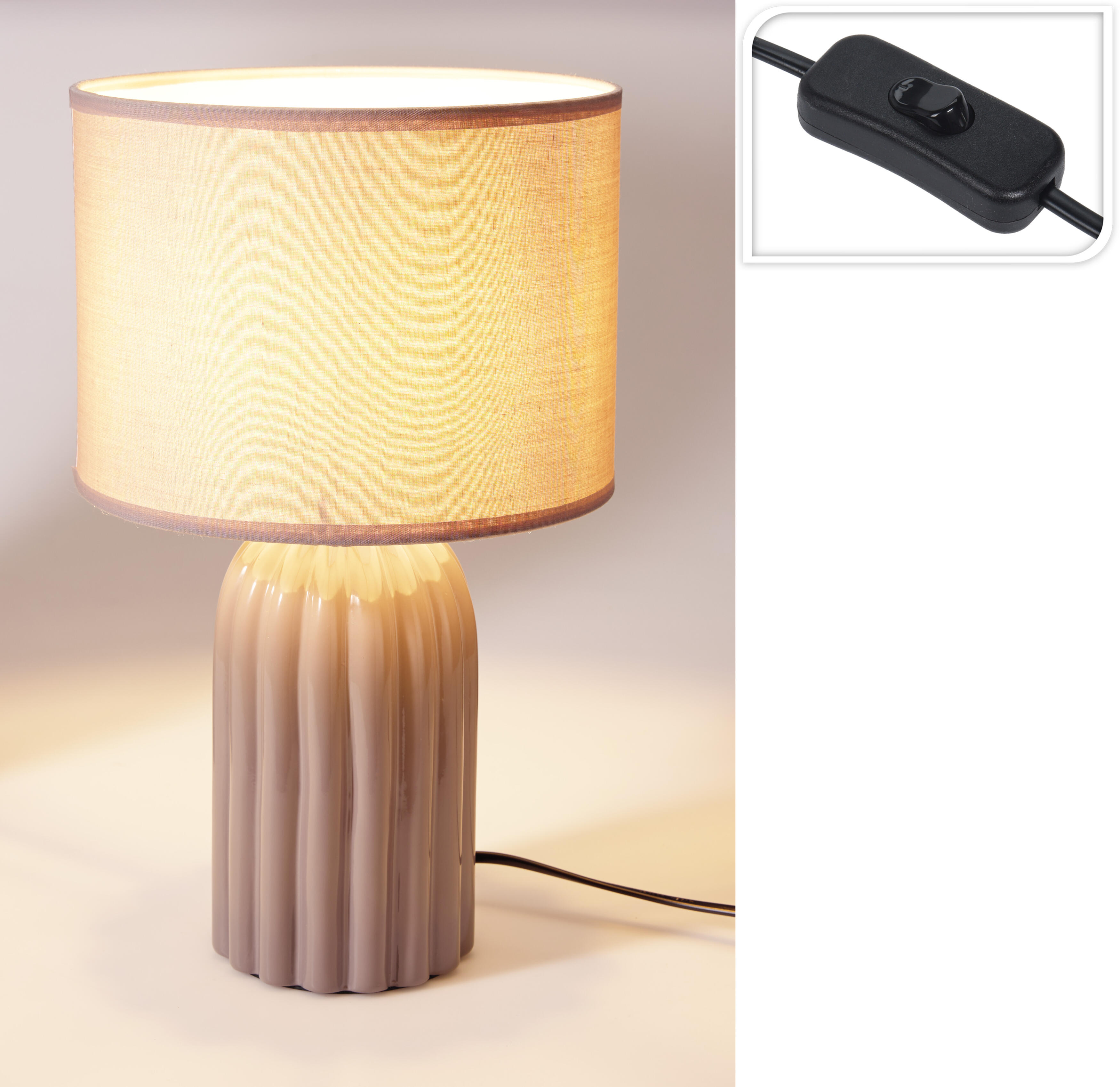 Bordslampa ränder taupe