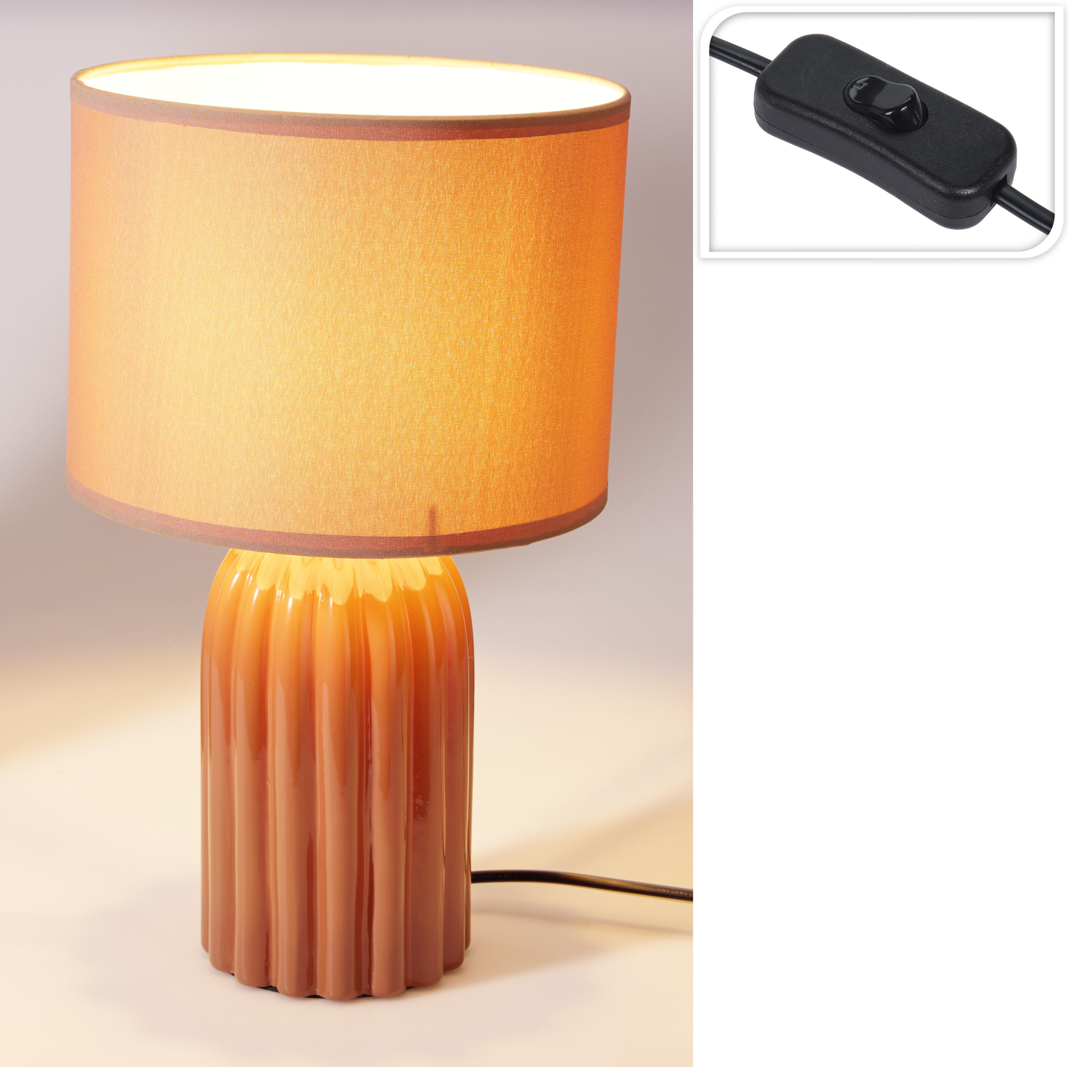 Bordslampa ränder brun