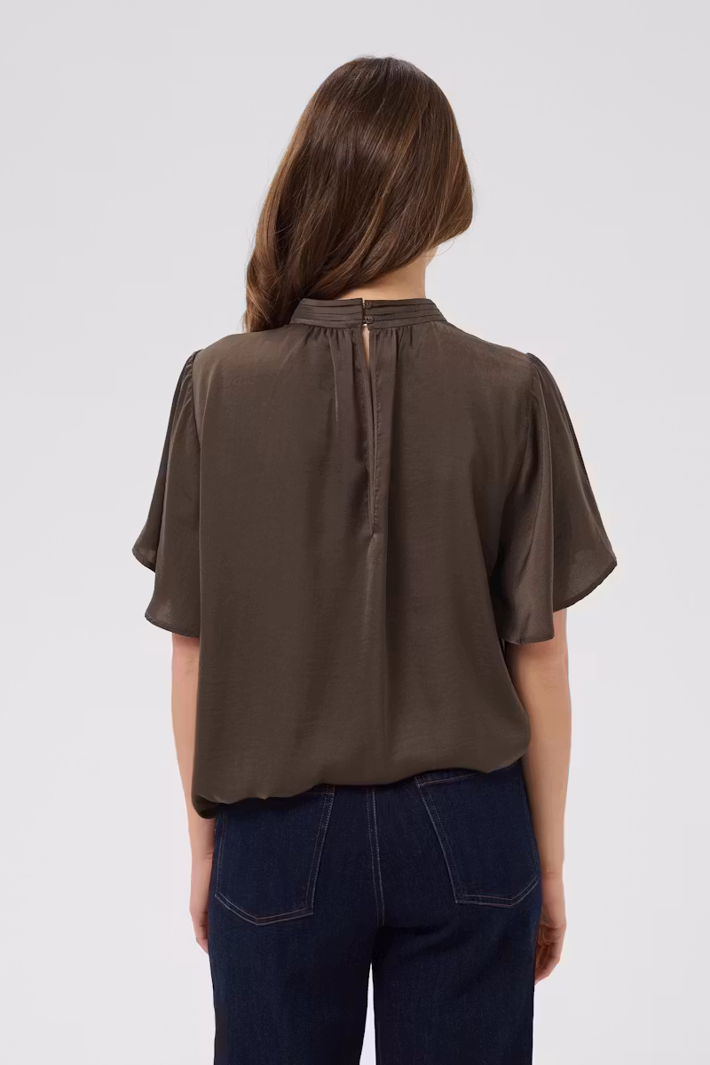 Saint Tropez Aileen Flared Blouse Chocolate Brown - 5