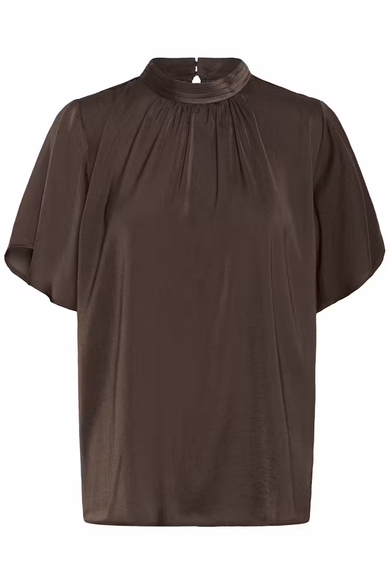 Saint Tropez Aileen Flared Blouse Chocolate Brown - 3