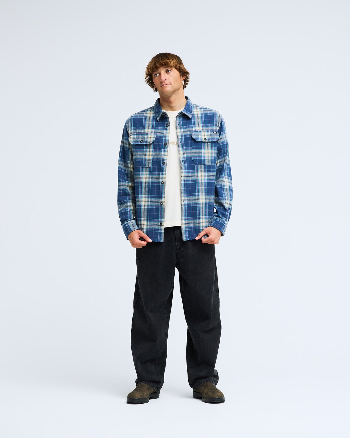 Billabong skjorta Offshore flannel dark denim - 6