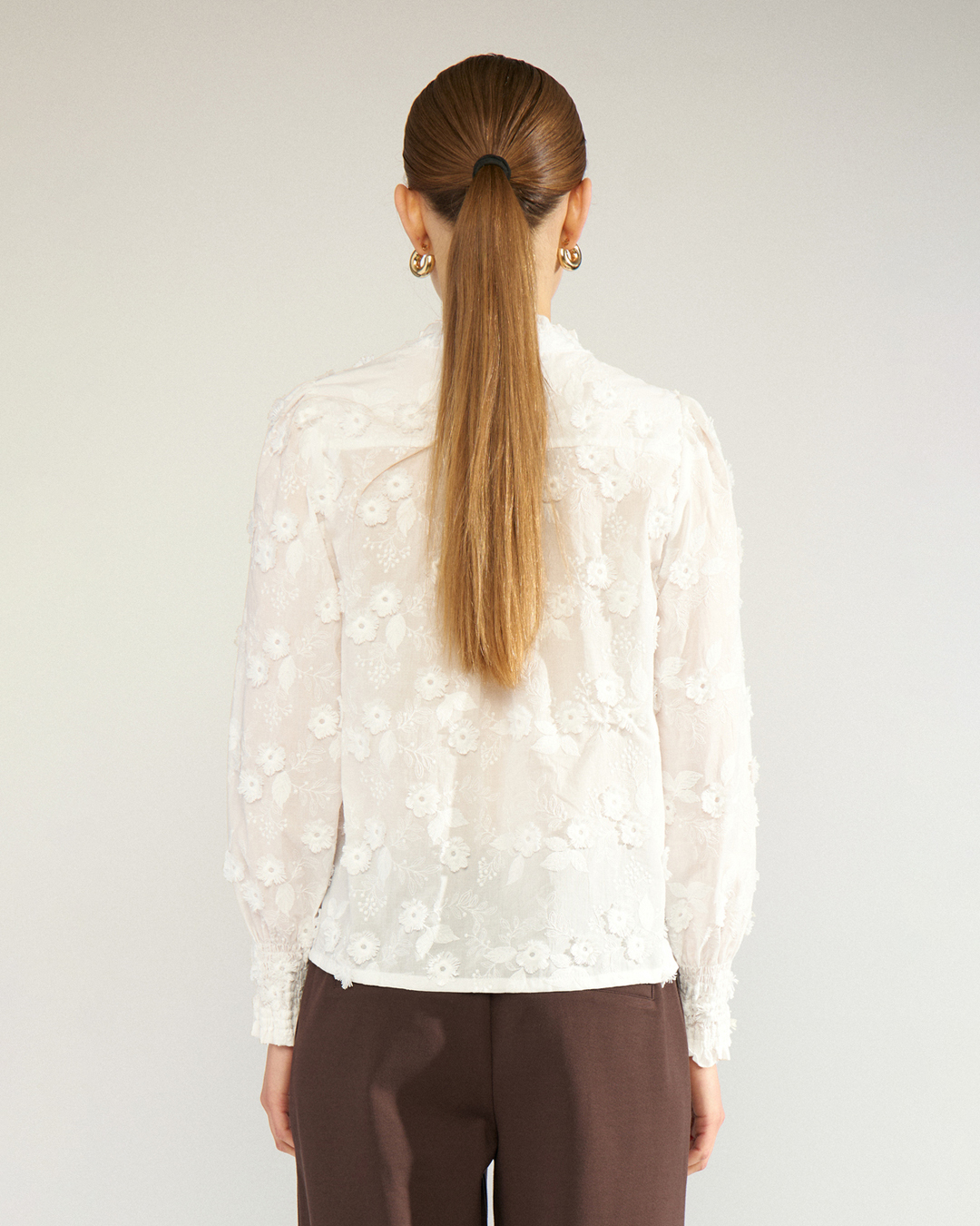 Blus Lenea broderade blommor offwhite - 2