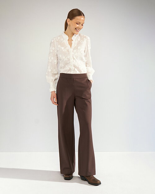 Blus Lenea broderade blommor offwhite - 5