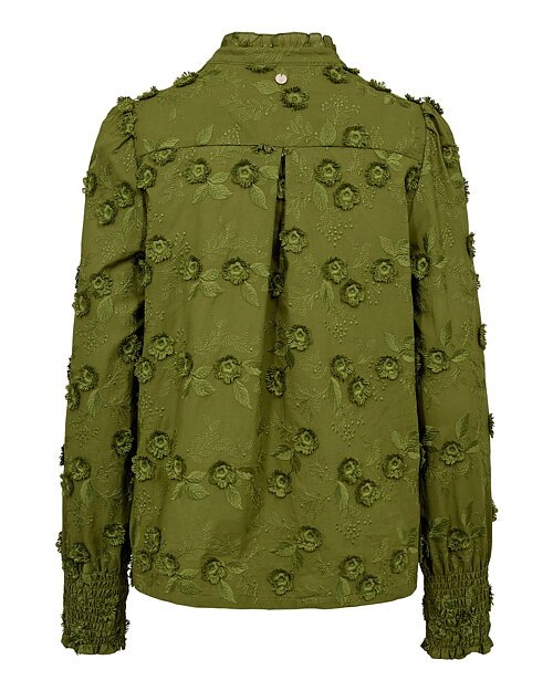 Blus Lenea broderade blommor grön - 2