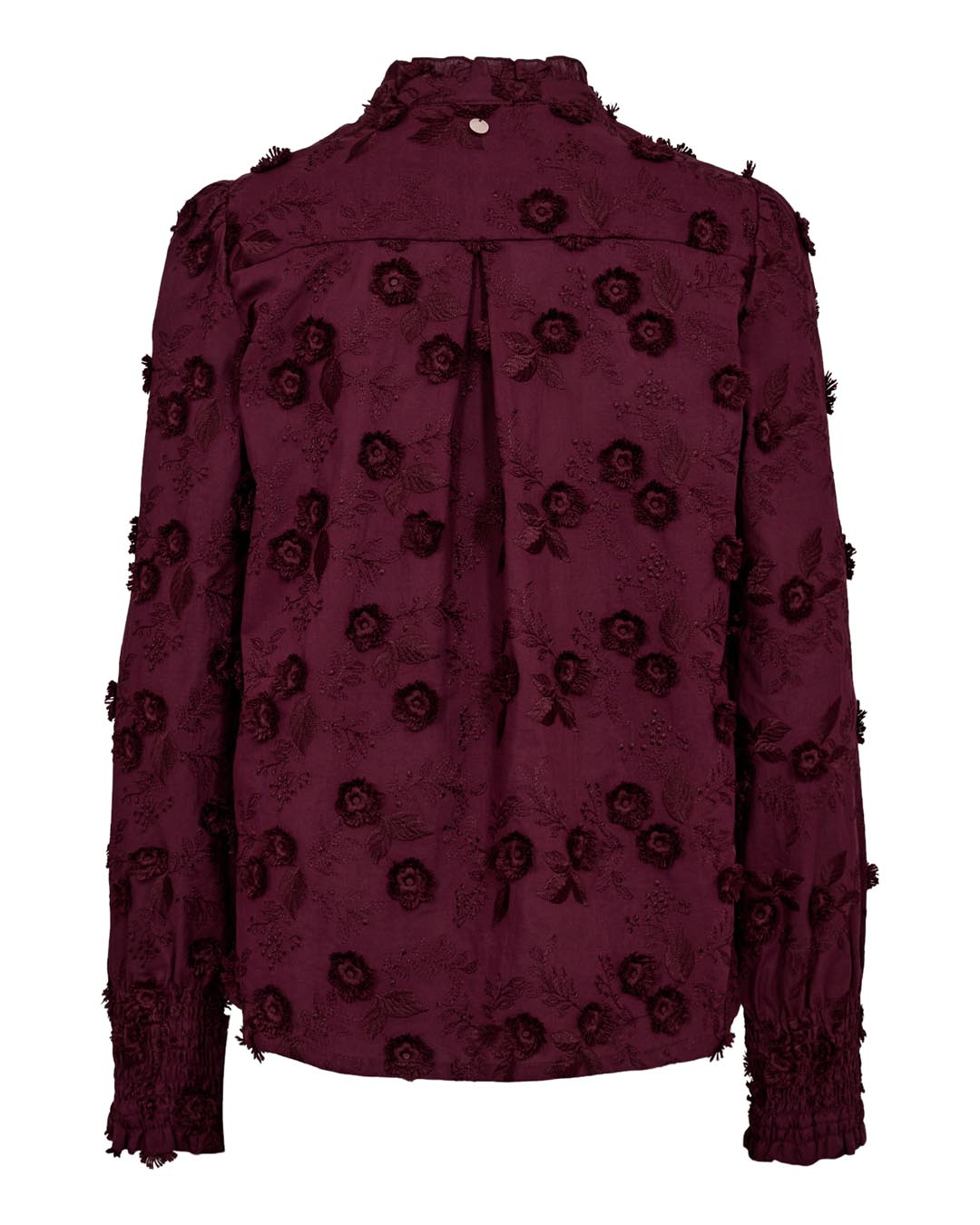Blus Lenea broderade blommor vinröd - 7
