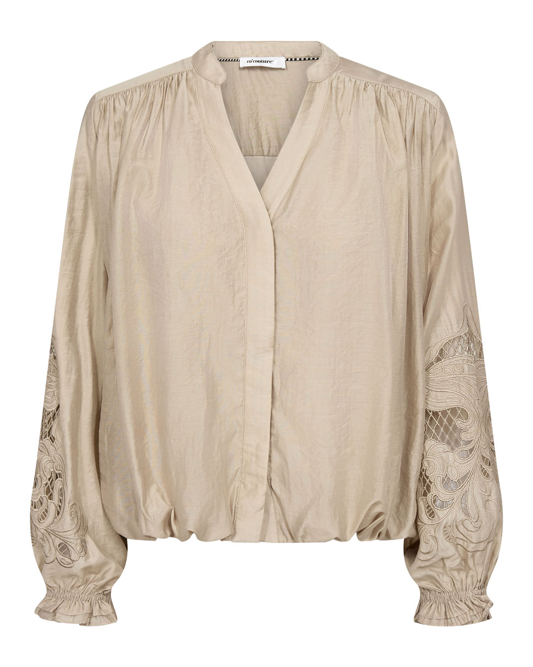 Blus Delin spetsdetaljer ärm beige - 5