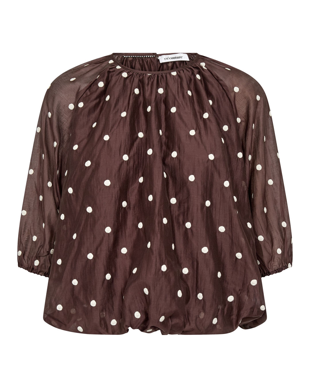 Blus Dita resår nedtill prickig brun/vit - 5