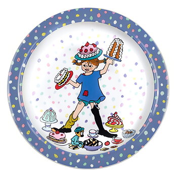 Pippi Långstrump Tallrik med halkskydd - Födelsedag Blå
