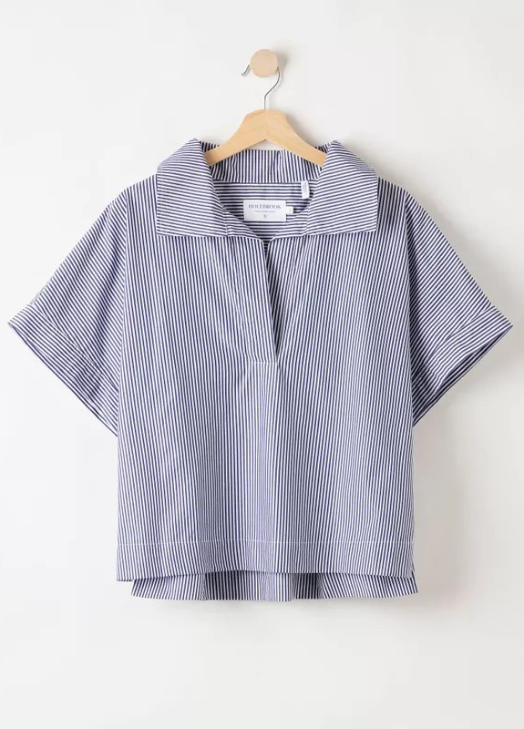 Marie Pop Over Top - Navy / White - Holebrook - 3