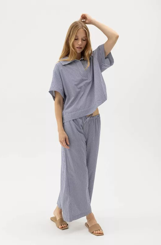 Marie Pop Over Top - Navy / White - Holebrook