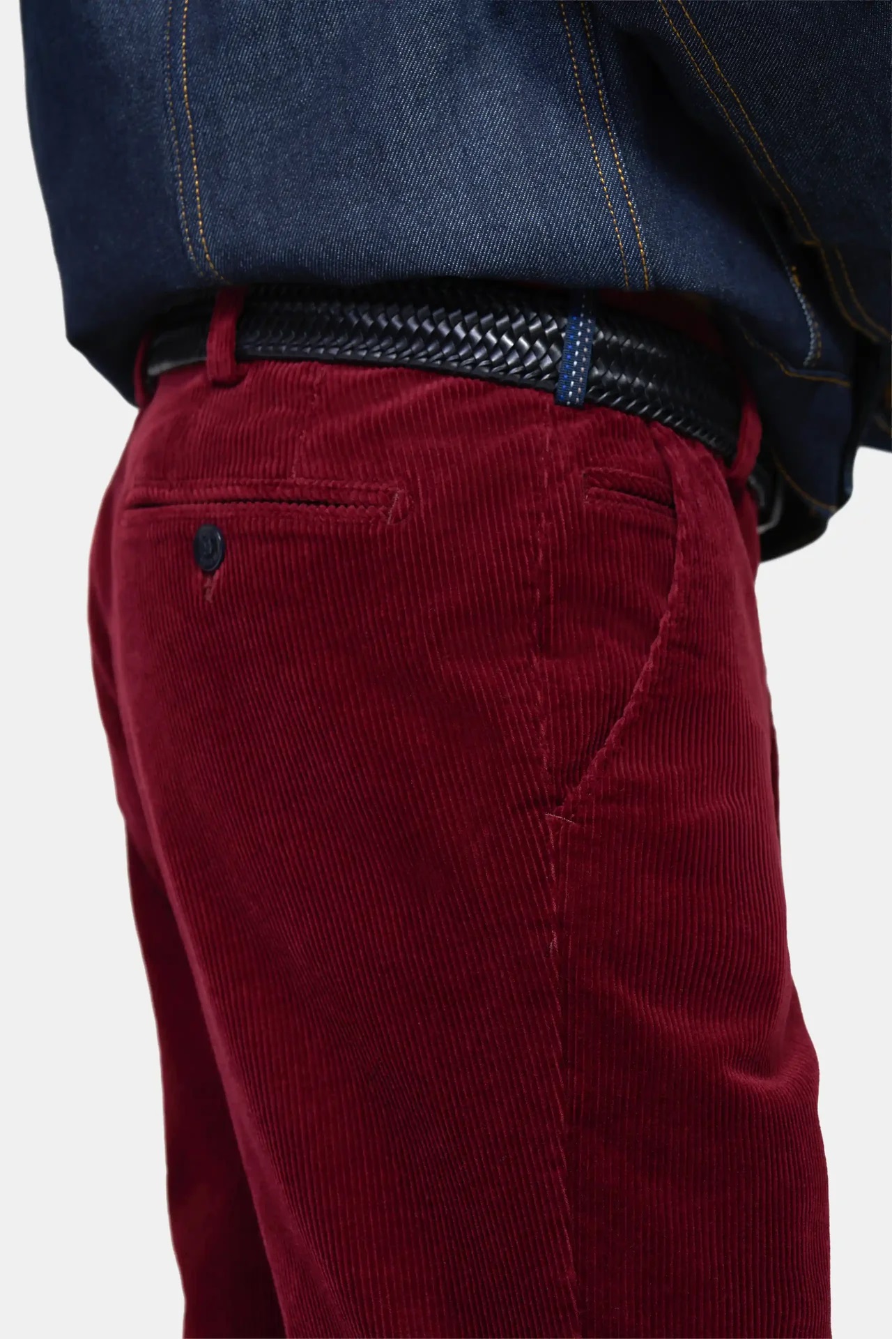 Röda (red) chinos i exklusiv bredspårig manchester (Cord) och modern passform (Meyer / Bonn) - 4