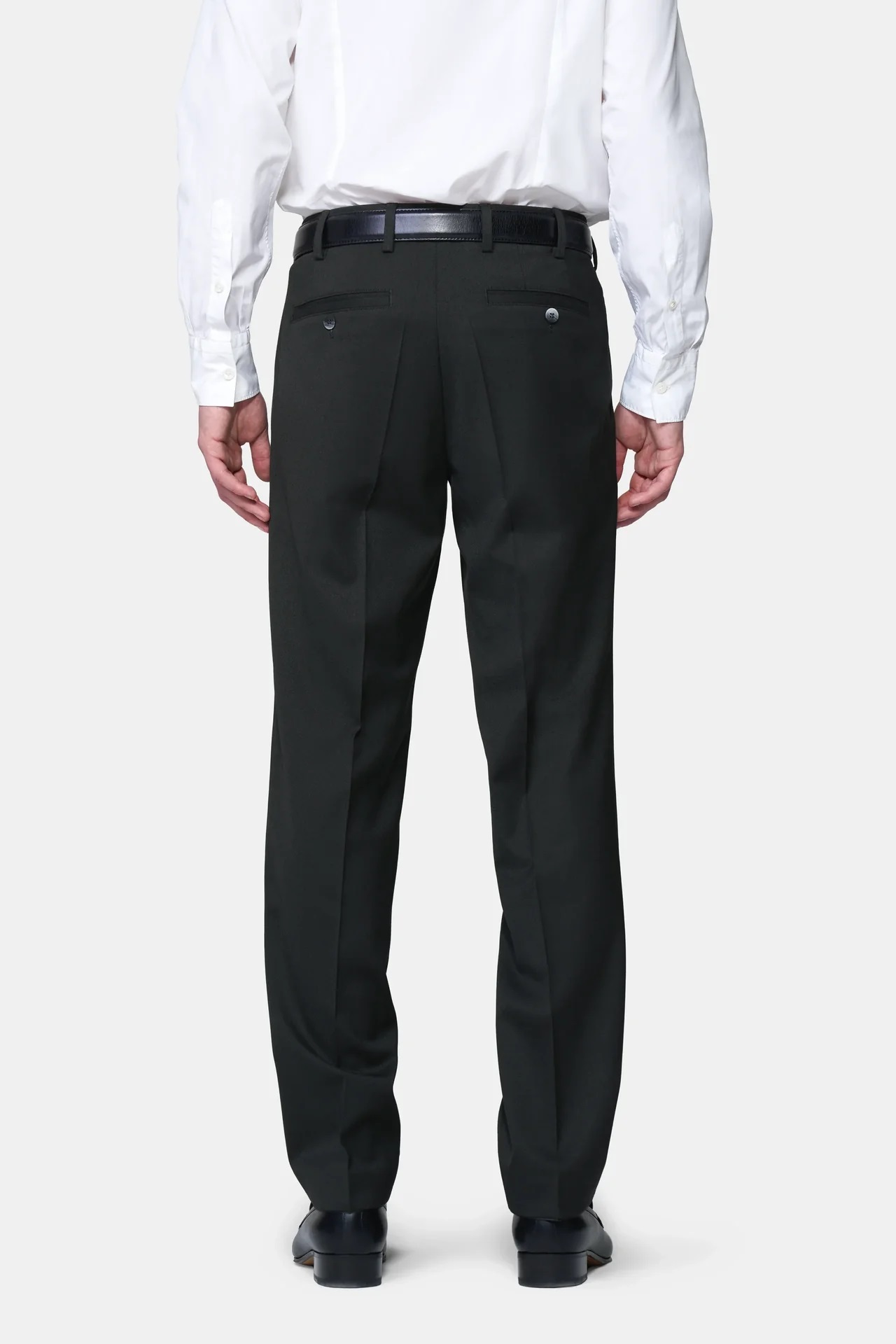 Svart (black) maskintvättbara ullbyxor i Teflon Twill och normal passform (Meyer / Roma) - 2