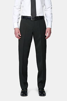 Svart (black) maskintvättbara ullbyxor i Teflon Twill och normal passform (Meyer / Roma)