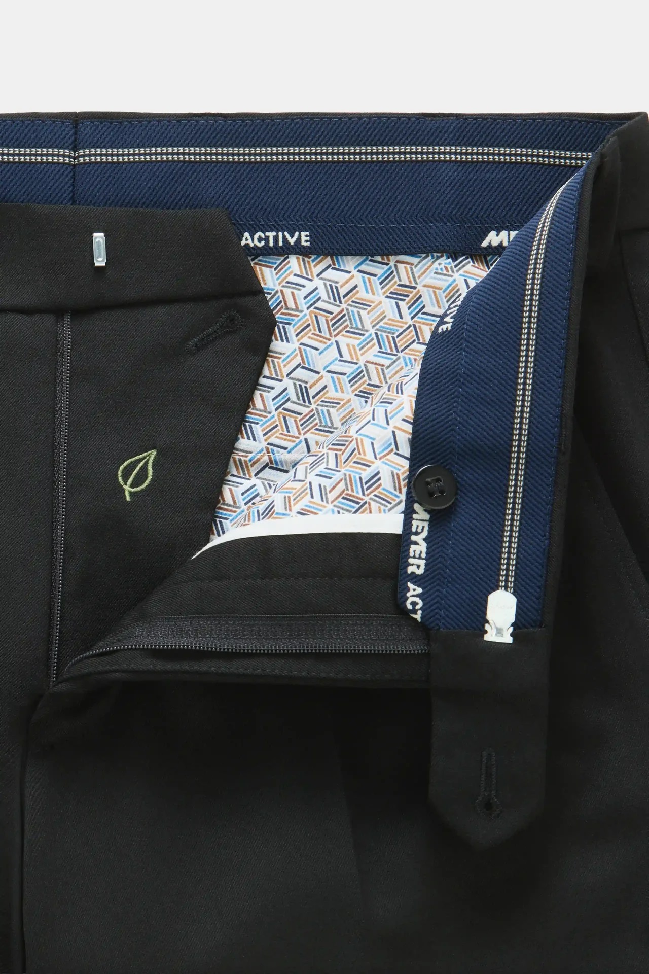Svart (black) maskintvättbara ullbyxor i Teflon Twill och normal passform (Meyer / Roma) - 5