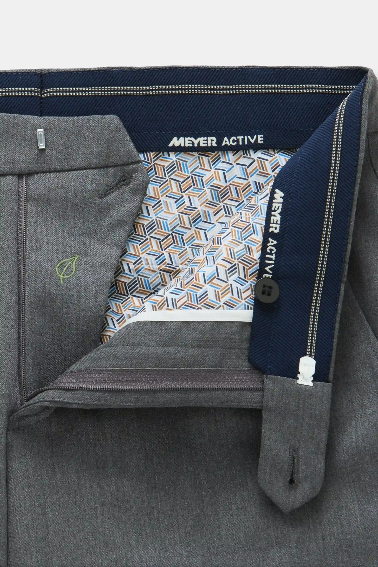 Grå (mid grey) maskintvättbara ullbyxor i Teflon Twill och normal passform (Meyer / Roma) - 5