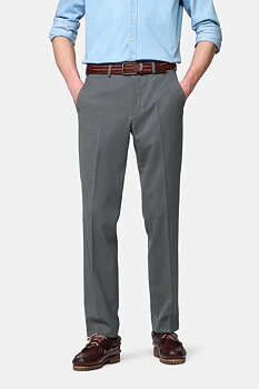 Grå (mid grey) maskintvättbara ullbyxor i Teflon Twill och normal passform (Meyer / Roma)