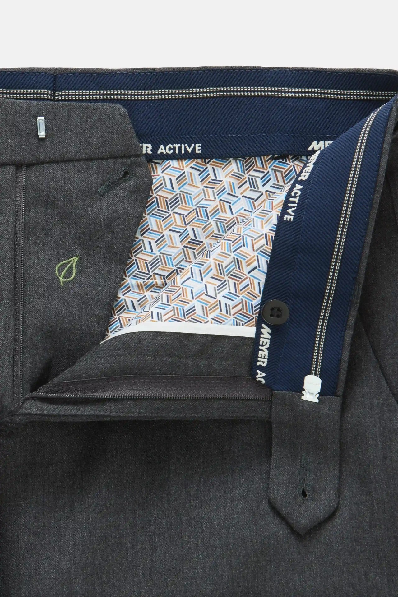 Grå (dark grey) maskintvättbara ullbyxor i Teflon Twill och normal passform (Meyer / Roma) - 5