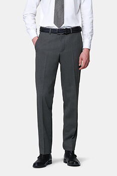 Grå (dark grey) maskintvättbara ullbyxor i Teflon Twill och normal passform (Meyer / Roma)