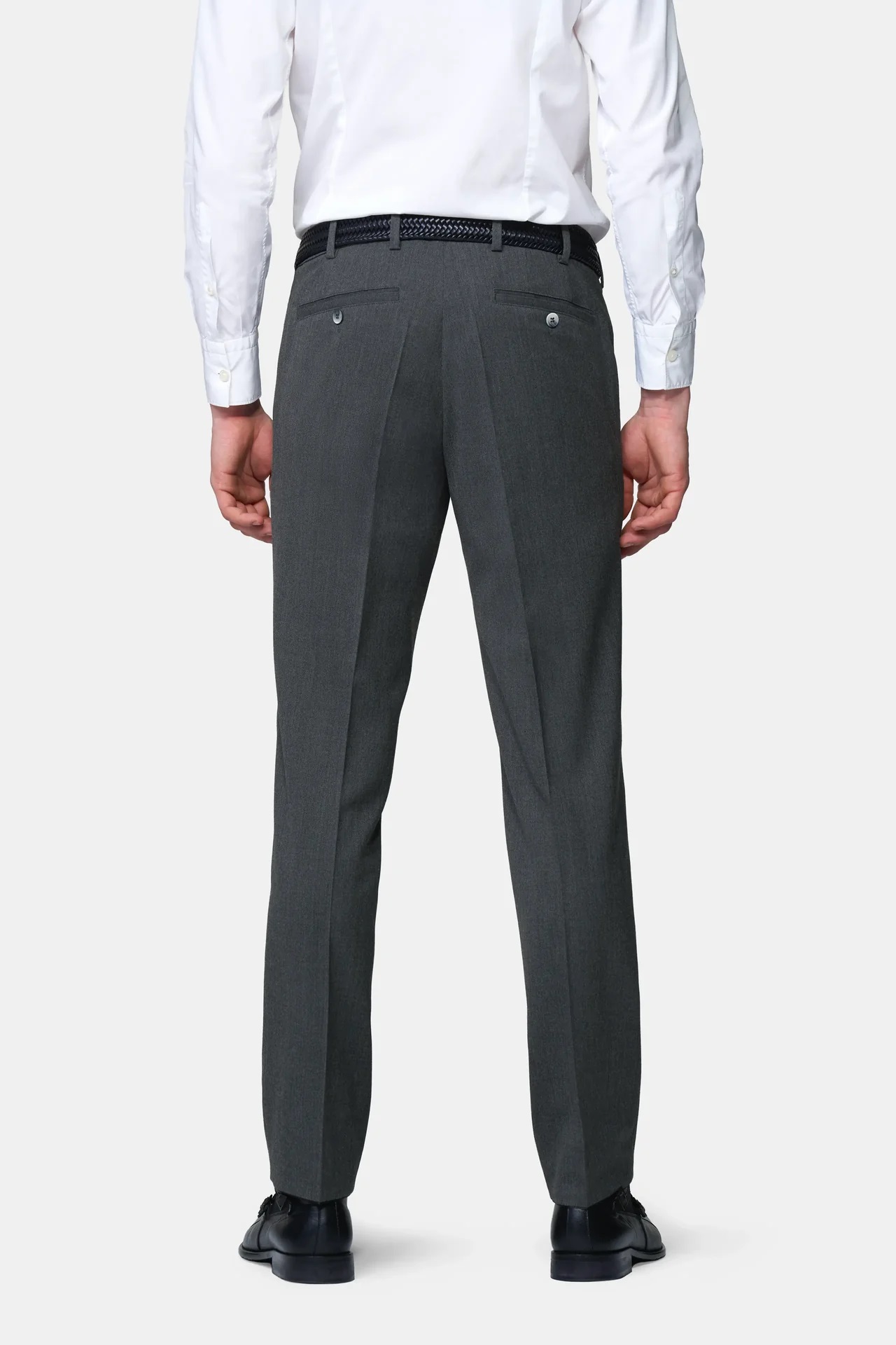 Grå (dark grey) maskintvättbara ullbyxor i Teflon Twill och normal passform (Meyer / Roma) - 2