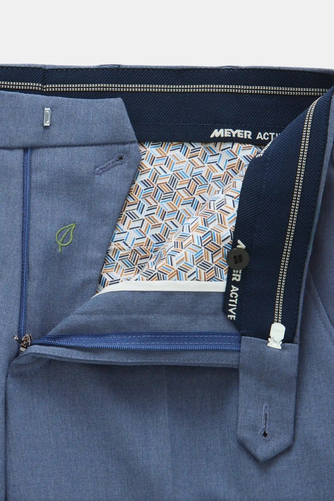Blå (blue) maskintvättbara ullbyxor i Teflon Twill och normal passform (Meyer / Roma) - 5